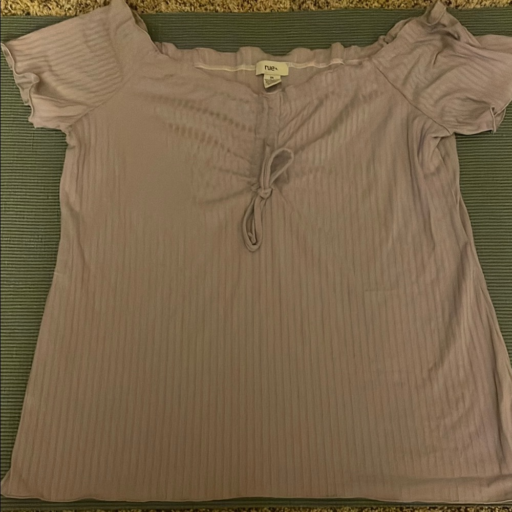 Rue21 Tan Ribbed Tie Front Cap Sleeve Blouse